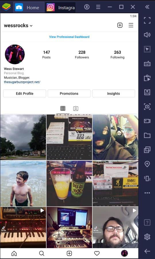 Instagram on Bluestacks for PC